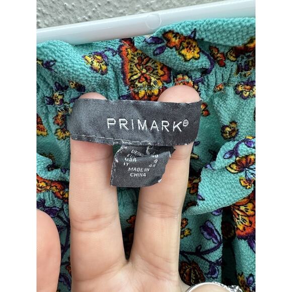 Primark Womens Blouse Size 8 Blue Floral Cold Shoulder Short Sleeve - Picture 5 of 14